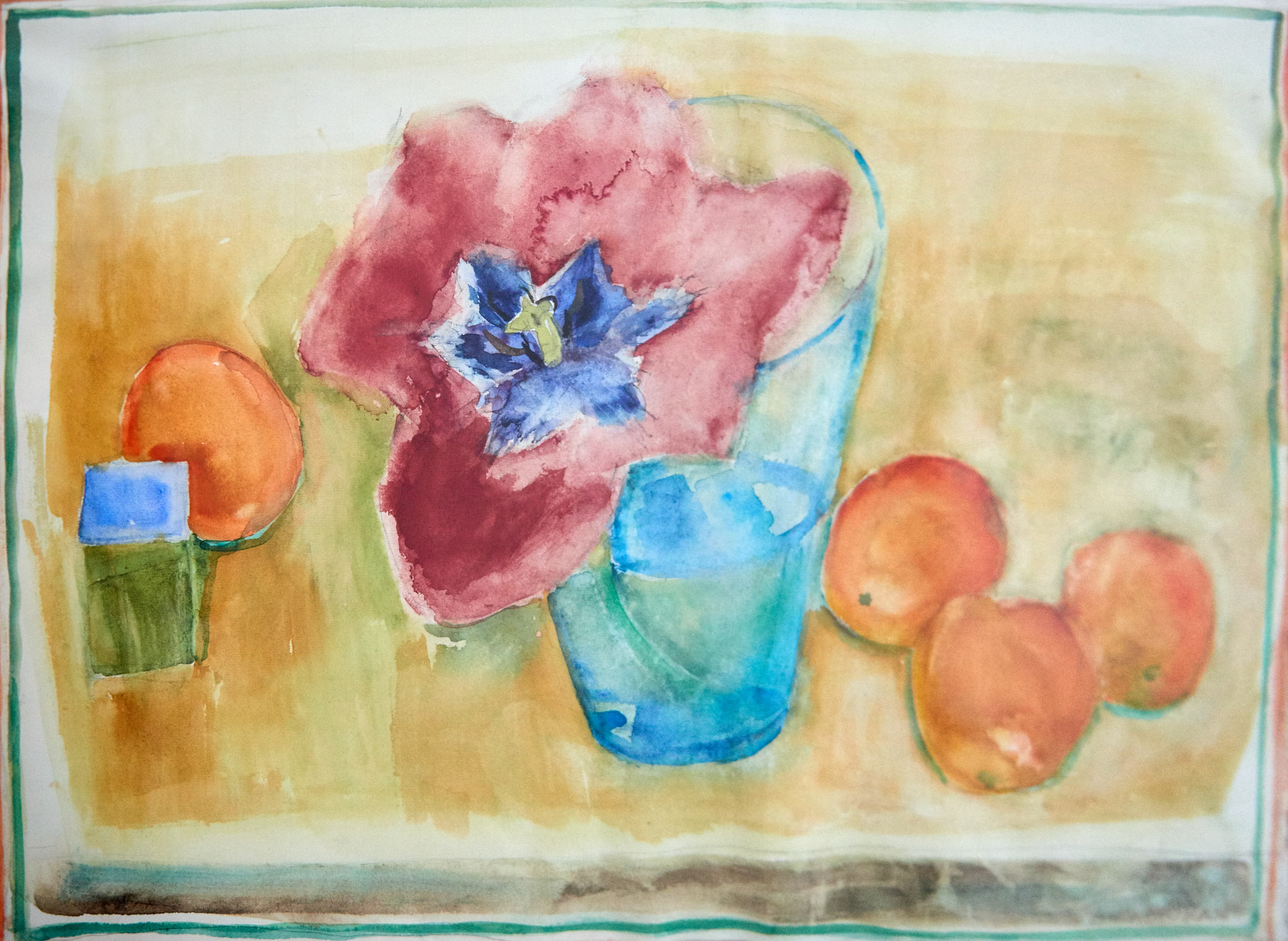 Blaue Vase mit Klatschmohn/Blue Vase with Corn Poppy, Aquarelle, size? 1970s?